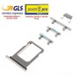 IPHONE X SILVER SET DI RICAMBIO PULSANTI (VOLUME-MUTE-ON/OFF-CARRELLO SIM) - Card Tray + Volume Control Key + Power Button + Mu