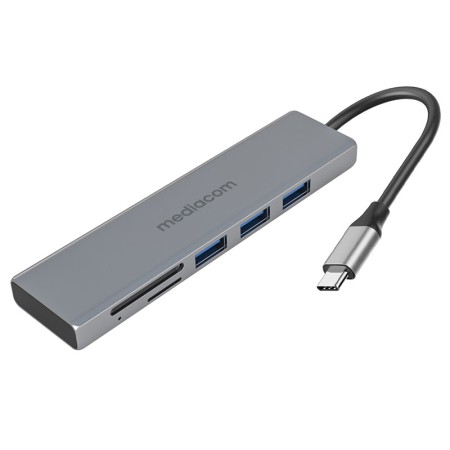 MEDIACOM ADATATTORE HUB TYPE C – 3 PORTE + CARD READER IN ALLUMINIO