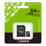 KINGSTON MEMORIA MICRO SD 64GB CLASSE 100 R A1  100MB/s R. CON ADATTATORE SD