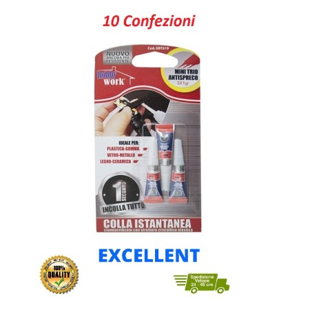 10 Confezioni - COLLA CIANOACRILICO 3X1GR