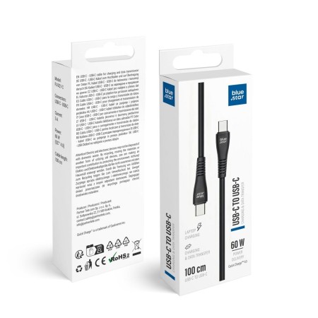 CAVO BLUE STAR USB-C TO USB-C 3A 60W QC4.0 1 M PJ-DQ1-C BLACK