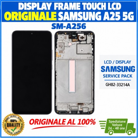 DISPLAY LCD TOUCH ORIGINALE SAMSUNG A25 5G 2023 SM-A256 NERO CON FRAME