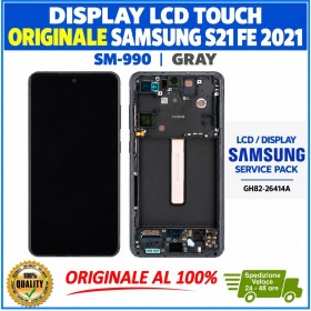 DISPLAY LCD TOUCH ORIGINALE SAMSUNG S21 FE 2021 SM-990 GRAY CON FRAME