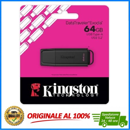 KINGSTON PENDRIVE DATATRAVELER EXODIA 64GB USB 3.2 NERO