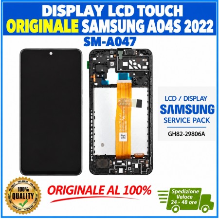 DISPLAY LCD TOUCH ORIGINALE SAMSUNG A04S 2022 SM-A047  NERO CON FRAME