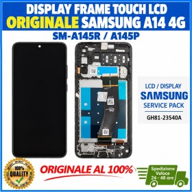 DISPLAY LCD TOUCH ORIGINALE SAMSUNG A14 4G 2023 SM-A145 NERO CON FRAME