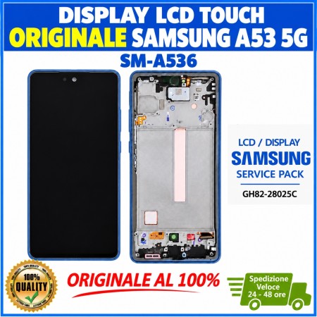 DISPLAY LCD TOUCH ORIGINALE SAMSUNG A53 5G 2022 SM-A536 BLU CON FRAME