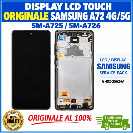 DISPLAY LCD TOUCH ORIGINALE SAMSUNG A72 4G/5G 2021 SM-A725/A726 NERO CON FRAME