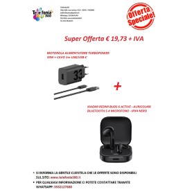 MOTOROLA ALIMENTATORE 33W CON CAVO 1m USB/USB-C + XIAOMI REDMI BUDS 6 ACTIVE - AURICOLARI NERO